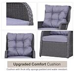 Outsunny 2 Seater Deluxe Garden Rattan Furniture Sofa Chair & Stool Table Set Patio Wicker Weave Furniture Set Aluminium Frame Fully-assembly - Grey