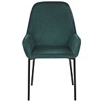 Set Of 2 Dining Room Chairs Green Corduroy Fabric Upholstered Seat Black Metal Legs Modern Style Beliani