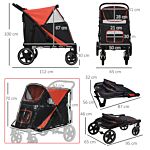 Pawhut One-click Foldable Pet Travel Stroller With Rain Cover, Cat Dog Pushchair With Front Wheels, Shock Absorber, Storage Bags, Mesh