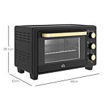 Homcom Mini Oven, 16l Countertop Electric Grill, Toaster Oven With Adjustable Temperature, 60 Min Timer, Crumb Tray, Baking Tray, Wire Rack, Tray Handle, 1400w, Black