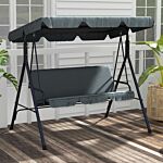 Outsunny 3-seat Swing Chair Garden Swing Seat With Adjustable Canopy For Patio, Grey