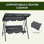 Outsunny 3-seat Swing Chair Garden Swing Seat With Adjustable Canopy For Patio, Grey
