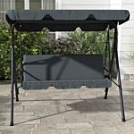 Outsunny 3-seat Swing Chair Garden Swing Seat With Adjustable Canopy For Patio, Grey