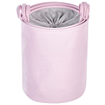 Set Of 3 Storage Basket Pink Polyester Cotton With Drawstring Cover Laundry Bin Practical Accessories Beliani
