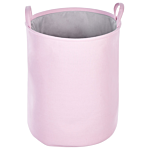 Set Of 3 Storage Basket Pink Polyester Cotton With Drawstring Cover Laundry Bin Practical Accessories Beliani