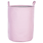 Set Of 3 Storage Basket Pink Polyester Cotton With Drawstring Cover Laundry Bin Practical Accessories Beliani