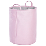 Set Of 3 Storage Basket Pink Polyester Cotton With Drawstring Cover Laundry Bin Practical Accessories Beliani