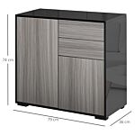 Homcom Modern Stylish Freestanding Push-open Design Cabinet With 2 Drawer, 2 Door Cabinet, 2 Part Inner Space-light Grey And Black