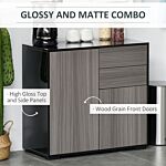 Homcom Modern Stylish Freestanding Push-open Design Cabinet With 2 Drawer, 2 Door Cabinet, 2 Part Inner Space-light Grey And Black