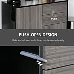 Homcom Modern Stylish Freestanding Push-open Design Cabinet With 2 Drawer, 2 Door Cabinet, 2 Part Inner Space-light Grey And Black