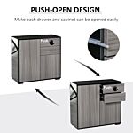 Homcom Modern Stylish Freestanding Push-open Design Cabinet With 2 Drawer, 2 Door Cabinet, 2 Part Inner Space-light Grey And Black