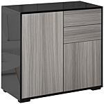 Homcom Modern Stylish Freestanding Push-open Design Cabinet With 2 Drawer, 2 Door Cabinet, 2 Part Inner Space-light Grey And Black