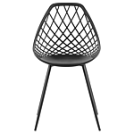 Set Of 2 Dining Chairs Black Synthetic Seat Black Metal Legs Net Design Backrest Modern Scandinavian Beliani