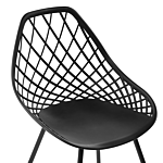 Set Of 2 Dining Chairs Black Synthetic Seat Black Metal Legs Net Design Backrest Modern Scandinavian Beliani