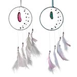 Dreamcatcher With Agate Charm - White Sickle Crescent Moon