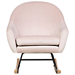 Rocking Chair Pink Velvet Light Wood Base Nursery Glam Modern Style Beliani