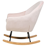 Rocking Chair Pink Velvet Light Wood Base Nursery Glam Modern Style Beliani