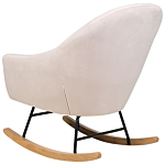 Rocking Chair Pink Velvet Light Wood Base Nursery Glam Modern Style Beliani