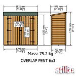 Overlap Pent Shed 6 X 3