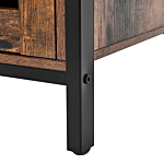 Tv Stand Dark Wood Black Iron Frame 110 X 50 X 40 Cm 2 Door Lowboard Industrial Living Room Beliani