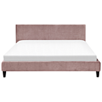 Eu Super King Size Panel Bed 6ft Pink Velvet Slatted Frame Contemporary Beliani