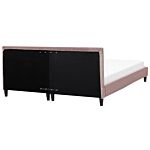 Eu Super King Size Panel Bed 6ft Pink Velvet Slatted Frame Contemporary Beliani