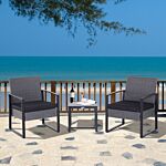 Outsunny Pe Rattan Garden Furniture 2 Seater Patio Bistro Set Weave Conservatory Sofa Coffee Table And Chairs Set Grey