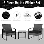 Outsunny Pe Rattan Garden Furniture 2 Seater Patio Bistro Set Weave Conservatory Sofa Coffee Table And Chairs Set Grey