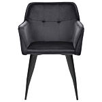 Set Of 2 Dining Chairs Black Velvet Upholstered Seat With Armrests Black Metal Legs Beliani