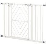 Pawhut Pressure Fit Stair Gate Dog Gate W/ Auto Closing Door, Double Locking, Easy Installation, For 74-100cm Openings - White