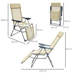 Outsunny Outdoor Sun Lounger Set Of 2, Reclining Garden Chairs W/ Adjustable Footrest, 2 Pcs Recliner W/ 5-level Adjustable Backrest, Headrest, Beige