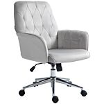 Vinsetto Linen Computer Chair With Armrest, Modern Swivel Chair With Adjustable Height, Light Grey