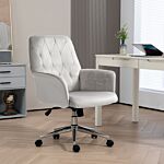 Vinsetto Linen Computer Chair With Armrest, Modern Swivel Chair With Adjustable Height, Light Grey