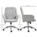 Vinsetto Linen Computer Chair With Armrest, Modern Swivel Chair With Adjustable Height, Light Grey