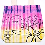 Tye-dye Cotton Bag (6oz) - 38x42x12cm - Lotus Buddha - Multi Col - Natural Handle