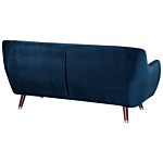 Sofa Navy Blue Velvet 3 Seater Button Tufted Back Cushioned Seat Wooden Legs Beliani