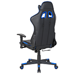 Gaming Chair Black Faux Leather With Blue Reclining Adjustable Armrests Height Lumbar Support Headrest Cushion Office Chair Beliani