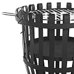 Fire Pit Black Steel Openwork For Wood Coal Grill Outdoor Garden Beliani