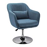 Homcom Swivel Accent Chair Contemporary Vanity Armchair With Adjustable Height Thick Cushion Lumbar Support Armrest For Bedroom Office