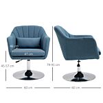 Homcom Swivel Accent Chair Contemporary Vanity Armchair With Adjustable Height Thick Cushion Lumbar Support Armrest For Bedroom Office