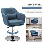 Homcom Swivel Accent Chair Contemporary Vanity Armchair With Adjustable Height Thick Cushion Lumbar Support Armrest For Bedroom Office