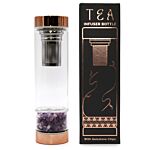 Crystal Glass Tea Infuser Bottle - Rose Gold - Amethyst