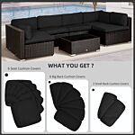 Outsunny Garden Rattan Sofa Cushion Polyester Cover Replacement Outdoor- No Cushion Included, Black