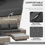 Outsunny 5-seater Rattan Garden Furniture Outdoor Sectional Corner Sofa And Coffee Table Set Conservatory Wicker Weave W/ Armrest Cushions, Light Grey