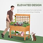 Outsunny Wooden Planter Raised Elevated Garden Bed Planter Flower Herb Boxes For Vegetables With 2 Shelves Solid Wood 105x40x135cm