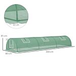 Outsunny Pe Mini Greenhouse, 3m Portable Tunnel Green House With 5 Mesh Windows, Green Grow House Steel Frame For Indoor And Outdoor, Green