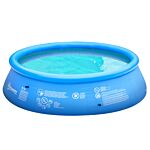 Outsunny Inflatable Family Swimming Pool, Family-sized Round Paddling Pool W/ Hand Pump For Kids, Adults, Outdoor, Garden, 274cm X 76cm, Blue