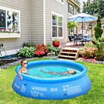 Outsunny Inflatable Family Swimming Pool, Family-sized Round Paddling Pool W/ Hand Pump For Kids, Adults, Outdoor, Garden, 274cm X 76cm, Blue