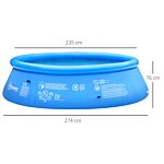 Outsunny Inflatable Family Swimming Pool, Family-sized Round Paddling Pool W/ Hand Pump For Kids, Adults, Outdoor, Garden, 274cm X 76cm, Blue