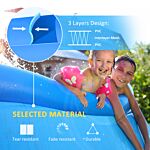 Outsunny Inflatable Family Swimming Pool, Family-sized Round Paddling Pool W/ Hand Pump For Kids, Adults, Outdoor, Garden, 274cm X 76cm, Blue